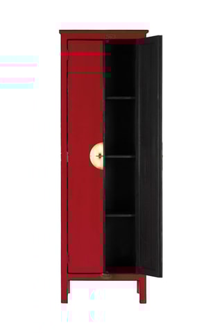 Armoire 2 portes - Rouge - Bois de manguier - 60 x 180 x 35 cm