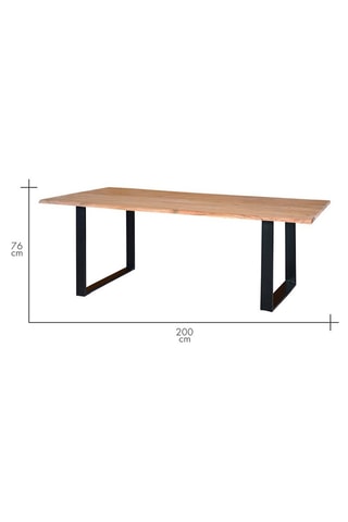 Table à manger - Naturel et noir - Plateau en acacia - 200 x 76 x 100 cm