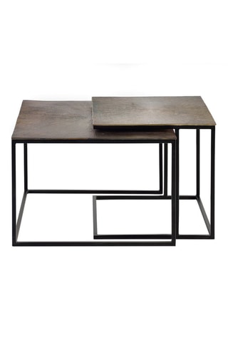 2 tables gigognes - Noir et cuivré - 62 x 62 x 41 cm / 46 x 46 x 46 cm