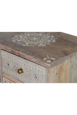 Meuble de rangement 7 tiroirs - Naturel - En bois de manguier - 42 x 30 x 66 cm