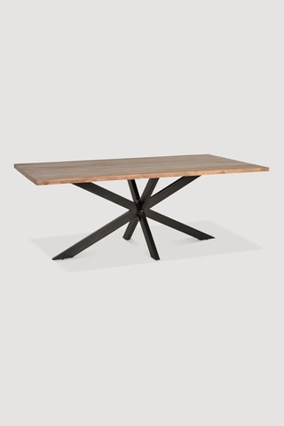 Table à manger - Naturel et noir - Plateau en acacia - 180 x 76 x 90 cm