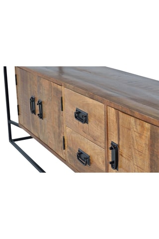 Buffet 3 portes - Naturel et noir - 180 x 80 x 40 cm