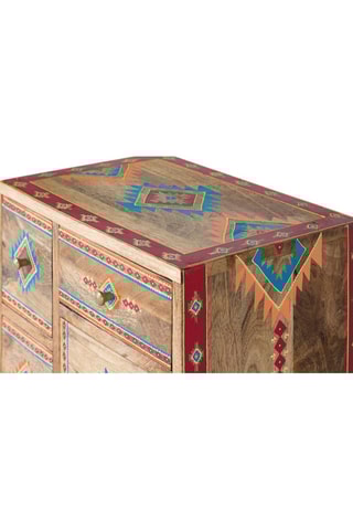 Table de chevet Naturel et multicolore - Bois de manguier - 65 x 43 x 29 cm