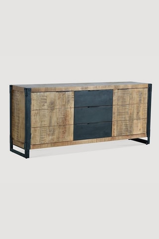 Buffet 2 portes - Naturel et noir - 80 x 180 x 45 cm