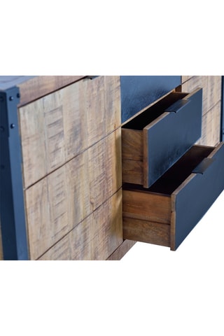 Buffet 2 portes - Naturel et noir - 80 x 180 x 45 cm