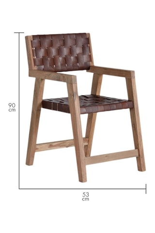 Chaise - Marron et naturel - Structure en bois de manguier et assise et dossier en cuir