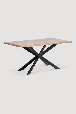 Table à manger - Naturel et noir - Plateau en acacia - 200 x 100 x 78 cm