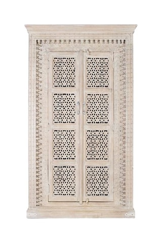 Armoire 2 portes - Blanc décapé - En bois de de manguier massif - 110 x 190 x 40 cm