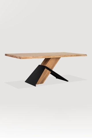 Table - Naturel et noir - Plateau en acacia - 200 x 76 x 100 cm