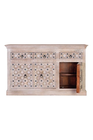 Buffet 3 portes - Naturel - Structure en bois de manguier - 150 x 92 x 40 cm
