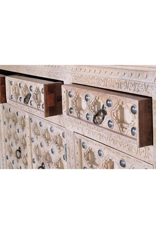 Buffet 3 portes - Naturel - Structure en bois de manguier - 150 x 92 x 40 cm