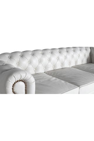 Canapé 3 places - Blanc - En cuir - 72 x 200 x 85 cm