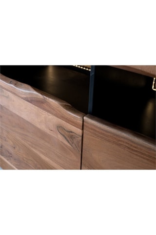 Buffet 3 portes - Naturel et noir - En acacia - 180 x 93 x 40 cm