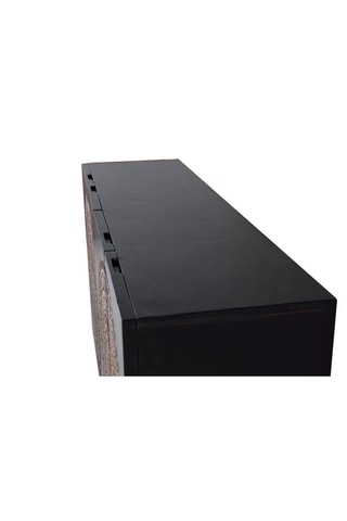 Buffet 4 portes - Noir et naturel - Structure en bois de manguier - 145 x 90 x 40 cm