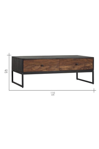 Table basse - Noir et marron - Bois de rose et bois de manguier - 40 x 110 x 60 cm