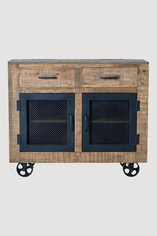 Buffet 2 portes - Naturel et noir - 100 x 85 x 38 cm