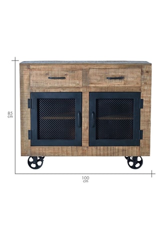 Buffet 2 portes - Naturel et noir - 100 x 85 x 38 cm