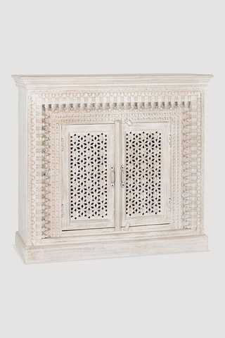 Buffet 2 portes - Blanc - Bois de manguier - 110 x 100 x 40 cm