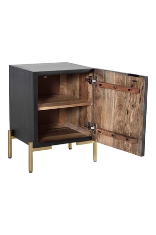 Table de chevet - Noir et naturel - Structure en bois de manguier - 43 x 60 x 40 cm