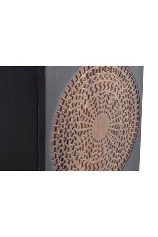 Table de chevet - Noir et naturel - Structure en bois de manguier - 43 x 60 x 40 cm