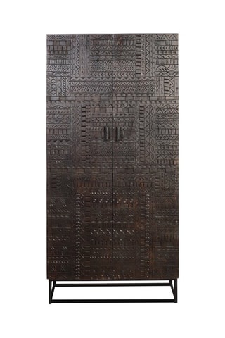 Armoire 2 portes - Noir - Structure en bois - 90  x 50 x 180 cm