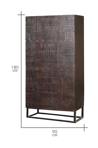 Armoire 2 portes - Noir - Structure en bois - 90  x 50 x 180 cm