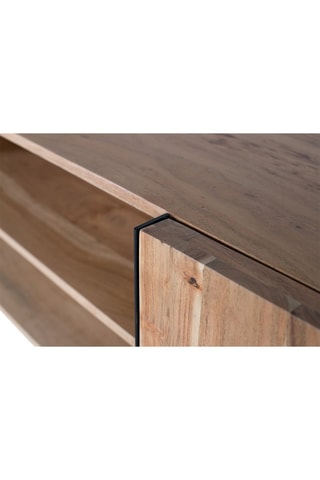 Meuble TV 2 portes -  Naturel - Structure en acacia - 200 x 50 x 40 cm