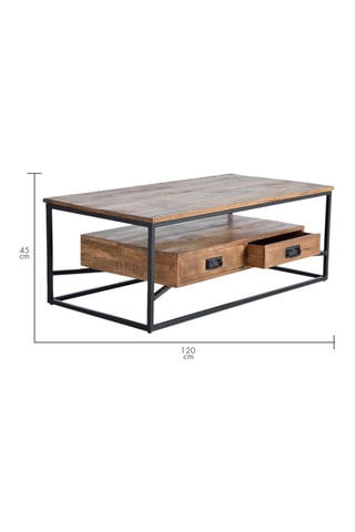 Table basse - Naturel et noir - 120 x 60 x 45 cm