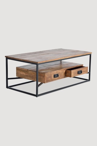 Table basse - Naturel et noir - 120 x 60 x 45 cm