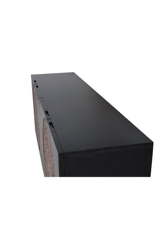 Buffet 4 portes - Noir et naturel - Structure en bois de manguier - 173 x 77 x 45 cm