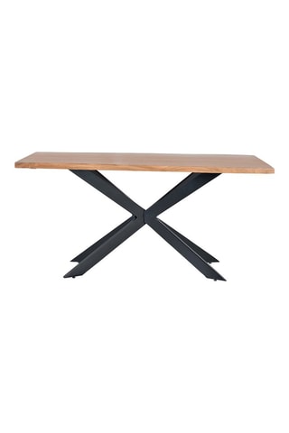 Table à manger - Naturel et noir - Plateau en acacia - 180 x 78 x 90 cm