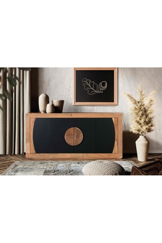 Buffet 4 portes - Naturel et noir