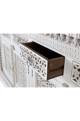 Buffet 4 portes - Blanc - Bois de manguier - 190 x 100 x 40 cm