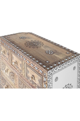 Buffet 2 portes - Marron et blanc - En bois de manguier - 122 x 80 x 40 cm