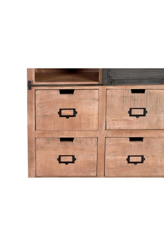 Bibliothèque 1 porte - Naturel - Structure en bois de manguier -  90 x 180 x 40 cm