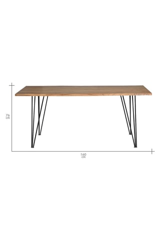 Table à manger - Naturel et noir - Plateau en acacia - 160 x 76 x 90 cm