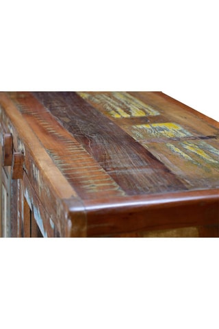 Meuble de rangement 3 portes - Naturel et blanc - Structure en bois de manguier - 90 x 140 x 38 cm