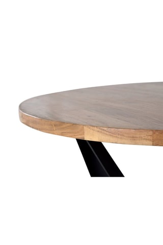 Table à manger ronde - Naturel et noir - Plateau en acacia - 120 x 120 x 78 cm