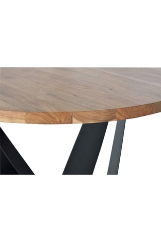 Table à manger ronde - Naturel et noir - Plateau en acacia - 120 x 120 x 78 cm