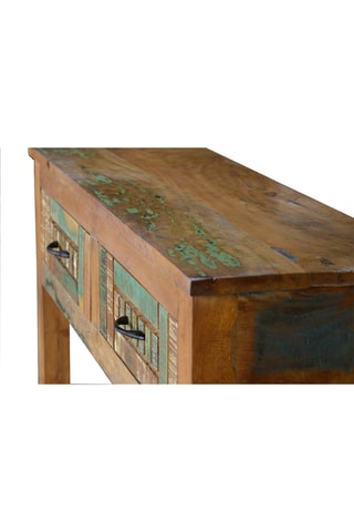 Console 2 tiroirs - Multicolore - Structure en bois recyclé - 106 x 76 x 33 cm