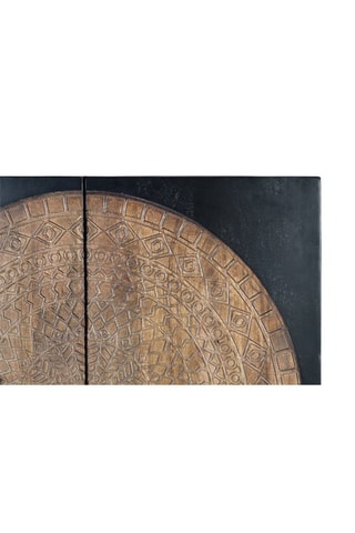 Buffet 2 portes - Noir et naturel - Structure en bois de manguier - 100 x 143 x 45 cm