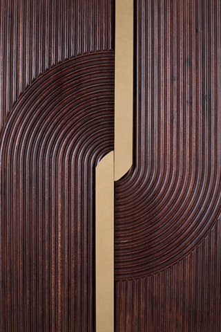 Meuble bar 2 portes - Naturel et cerise - Structure en bois de manguier massif - 91 x 119 x 46 cm