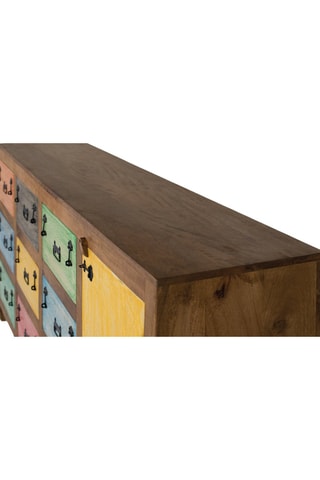 Buffet 1 porte - Naturel et jaune - Structure en bois massif - 180 x 90 x 40 cm
