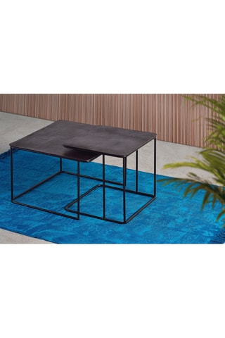 2 tables gigognes - Noir - 62 x 62 x 41 cm / 46 x 46 x 46 cm