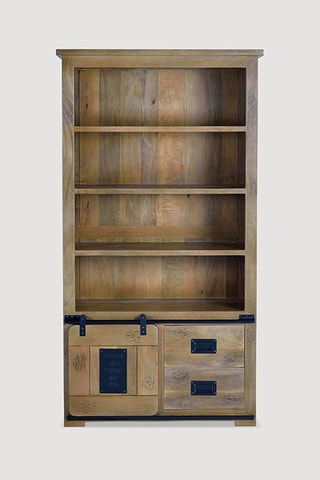 Vitrine 1 porte - Naturel - En bois de manguier - 100 x 185 x 40 cm