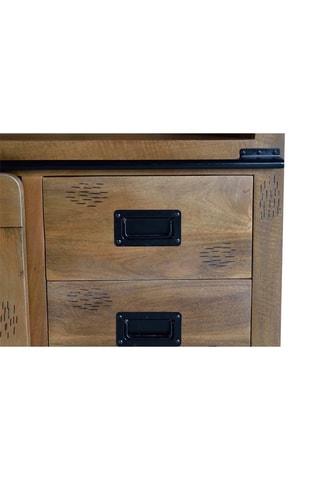 Vitrine 1 porte - Naturel - En bois de manguier - 100 x 185 x 40 cm