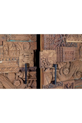 Armoire 2 portes - Naturel - Structure en bois de manguier et portes en bois - 90 x 180 x 50 cm