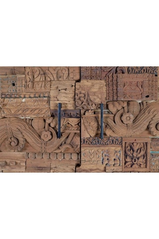 Armoire 2 portes - Naturel - Structure en bois de manguier et portes en bois - 90 x 180 x 50 cm