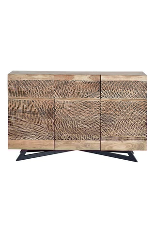 Buffet 3 portes - Naturel et noir - 140 x 90 x 40 cm