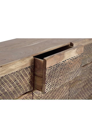 Buffet 3 portes - Naturel et noir - 140 x 90 x 40 cm